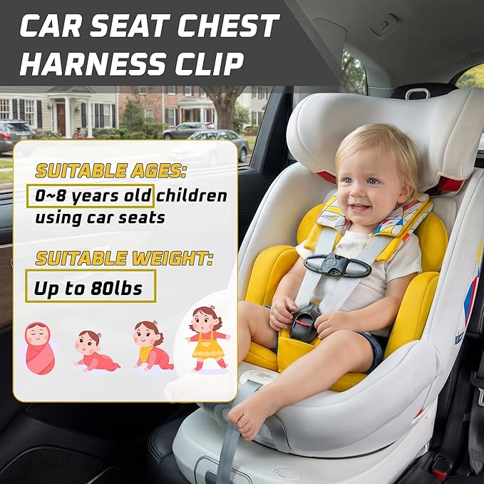 Universal Child Seat Chest Harness Clip, Anti-Escape Seat Buckle Guard Clip Lock, Safety Buckle Lock Replacement for Kids Trend Adjustable Guard, for Stroller (1 Pcs, Black)
