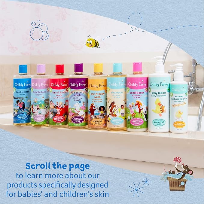 Childs Farm, Kids Hair & Body Wash for Dry, Sensitive Skin, Organic Sweet Orange, Gently Cleanses, Vegan, Cruelty-Free, 16.9 fl oz