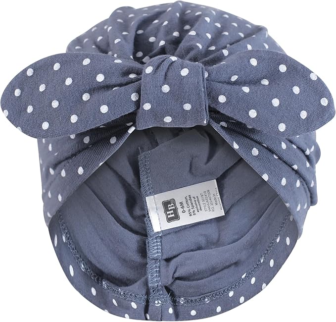 Hudson Baby Infant Girls Turban Cotton Headwraps, 0-24 Months