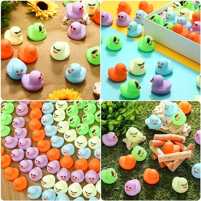 Vinsot 100 Pcs Mini Rubber Ducks Bulk Bath Ducks Bulk Bathtub Floating Squeaky Duckies Gift Stocking Stuffers for Birthday Holiday Party(Multicolor,Duck)