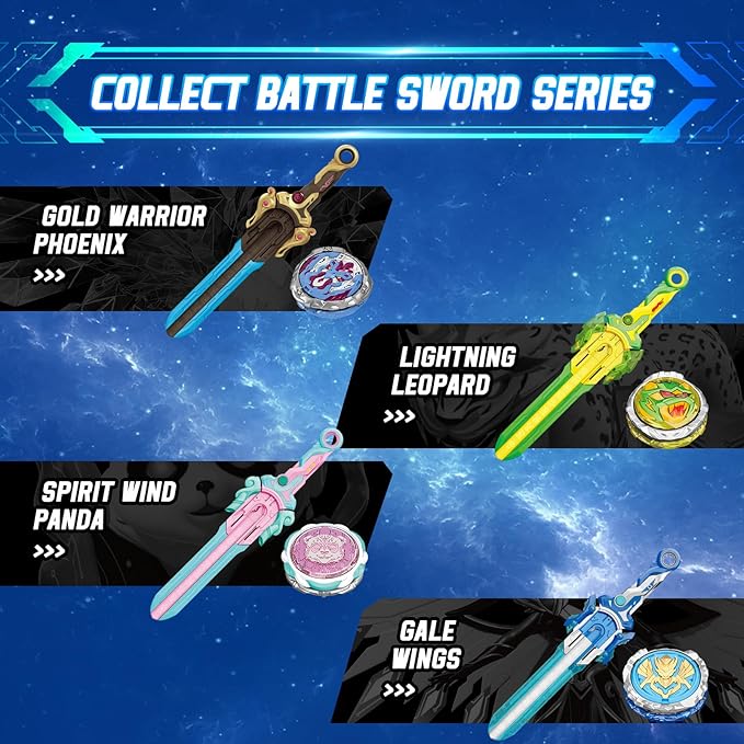 Infinity Nado Spinning Top for Children Metal Toy Boys, Battle Tops Spinning Top Launcher Toy Boys, Spinning Tops Boys from 5 6 7 8 9 10 11 12 Years, Power Pack Gale Wings