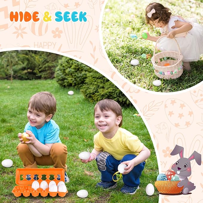 CPSYUB Toddler Toys, 18 Month Toys, Christmas Eggs Gifts for 1, 2, 3 Year Old Girls/Boys, Montessori Matching Eggs Educational Color & Shape Recognition Skills Learning Toys BPA Free