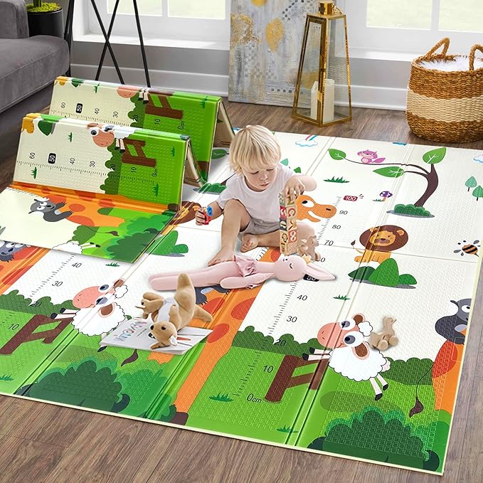 Mergren Baby Play Mat 79"×71", Extra Large Foldable Foam Floor Play Mat for Babies XPE Waterproof Crawling Mat, Anti-Slip,Toddlers, Infants, Reversible Playmat