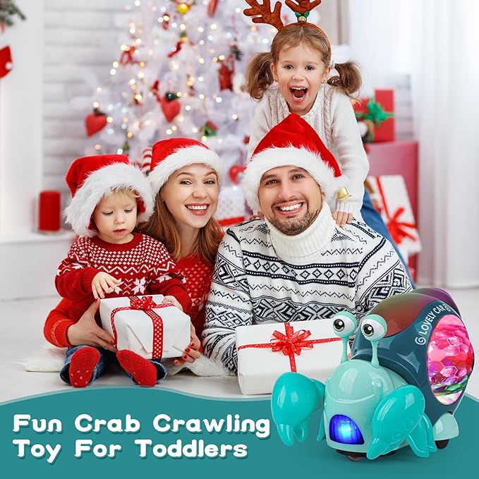 Baby Toddler Crawling Toys 6-12 Months, Crawling Crab Toy, Infant Tummy Time Baby Toys with Learning Crawl System Music for 0-3-6 7 8 9 10 12-18 Month Boy Girl Christmas Birthday Gifts