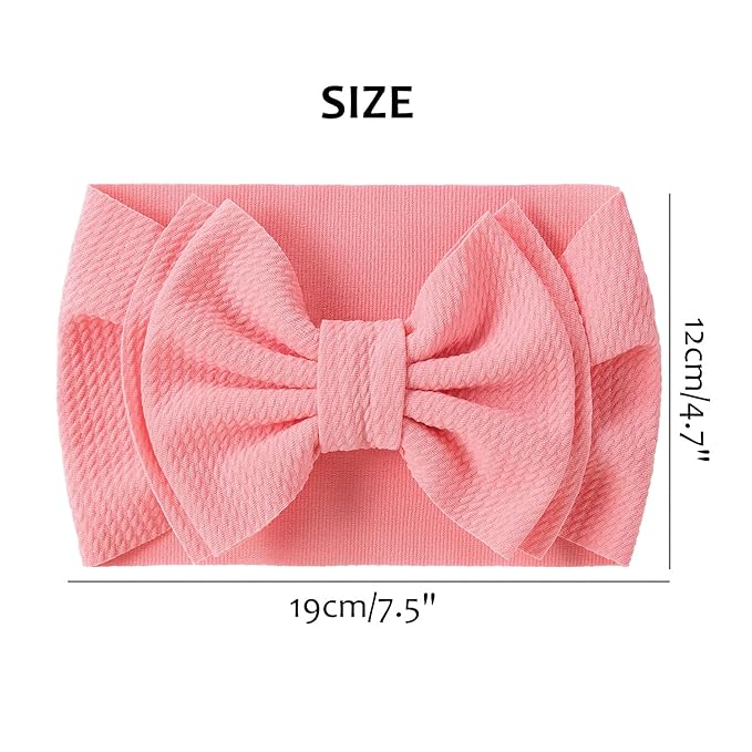 Cinaci 12 Pack Solid Candy Colors Stretchy Wide Nylon Headbands with Knot Big Hair Bow Elastic Headwraps Oversized Hair bands Large Hair Bows Hair Accessories for Baby Girls Infants Toddlers Kids