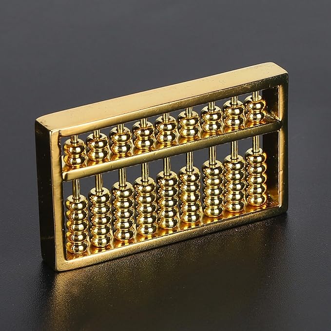 Tyenaza Abacus Model, Mini Brass Abacus, 9 Gears Chinese Math Calculating Tool for Kids Adult Collection 1.5in, For Living Room Bedroom Office