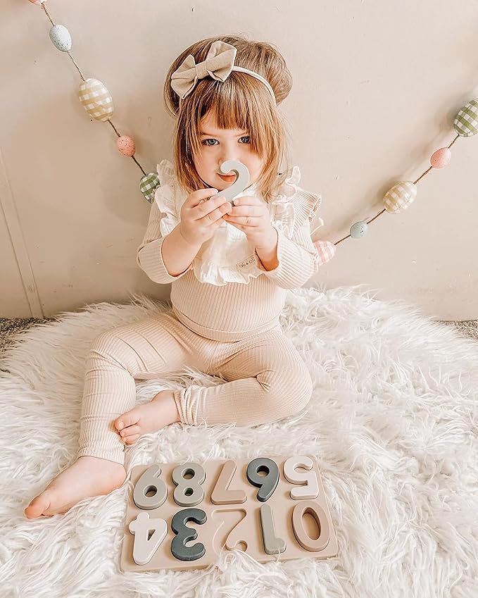 Ali+Oli Baby Soft Silicone Number Puzzle Toys for Toddlers (11 Piece Set) - Montessori Learning Puzzle - Silicone Number Shape Sorter Toy