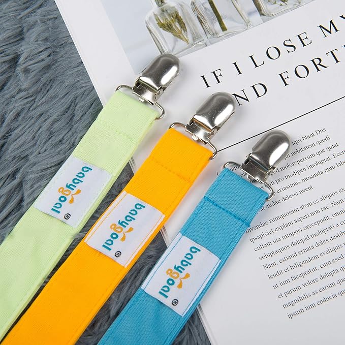 babygoal Baby Solid Color Pacifier Clips, 6 Pack Pacifier Holder Clip for Boys and Girls Fits Most Pacifiers and Binkies
