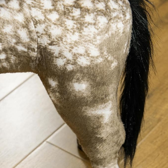 Qaba Ride on Horse, Riding Horse with Neighing Sound, Saddle, Ride on Animal for Kids Boys Girls 3-8 Years Old, Brown