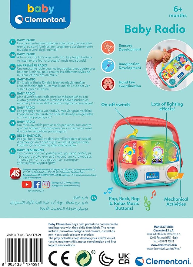 Clementoni 17459 My First Radio – Baby, Early Learning, Educational Toy – 10 Months and Above