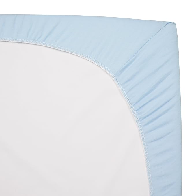 American Baby Company 3 Pack 100% Natural Cotton Fitted Pack and Play Sheets 39" x 27" - Soft & Breathable Pack N Play Sheets for Playard & Mini Crib Mattress, Blue Star/Zigzag, for Boys & Girls