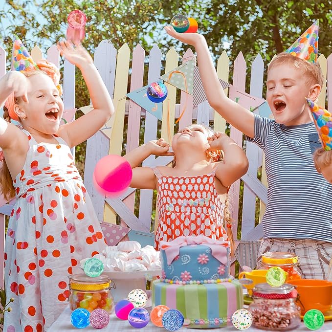 24 Pieces Bouncy Balls 32mm Bounce Balls 6 Styles High Bouncing Balls Toys for Kids Party Favors Birthdays Gift Classroom