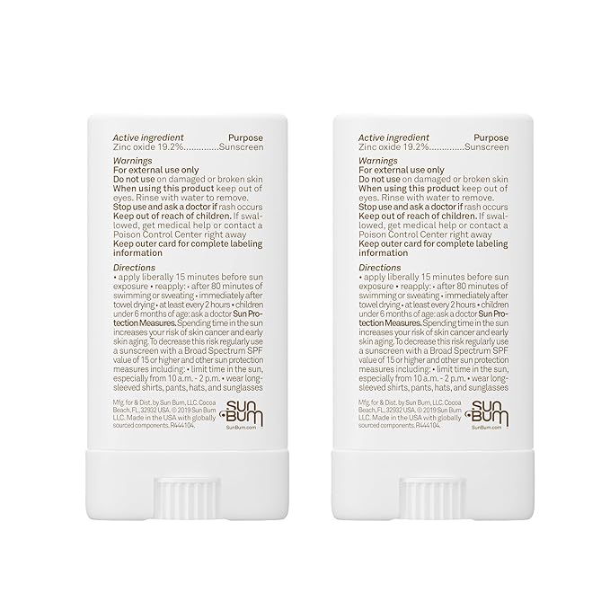 Baby Bum Mineral Sunscreen Face Stick - SPF 50 - UVA,UVB Face and Body Protection - Fragrance Free Safe for Sensitive Skin- Travel Size 0.45 Ounce (Pack of 2)