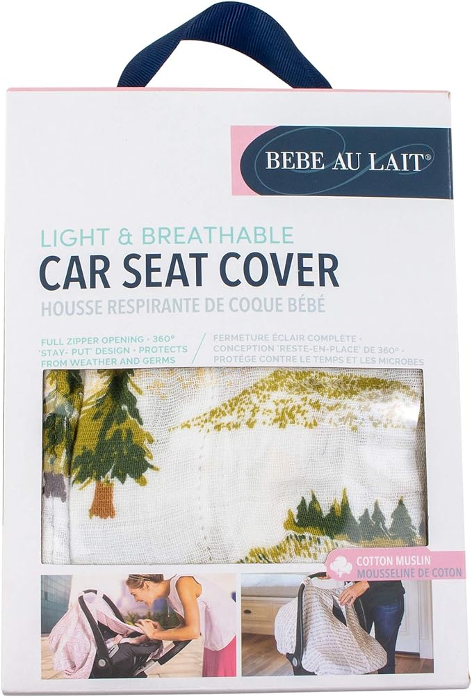 Bebe au Lait Muslin Car Seat Cover, Wyoming (Pack of 2)