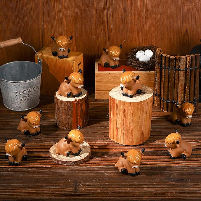 50 Pcs Highland Cow Rubber Duck Squeak and Floating Highland Cow Bath Toys for Spring Summer Shower Birthday Party