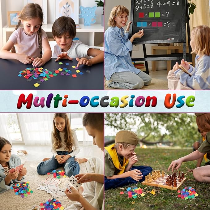 Coopay 500 Pcs Foam Square Color Tiles, Math Counters, Sorting Colored Foam Squares Math Counting Manipulatives, Game Tokens, Bingo Chips, Classroom Crafts for Kids Learning Development Toys