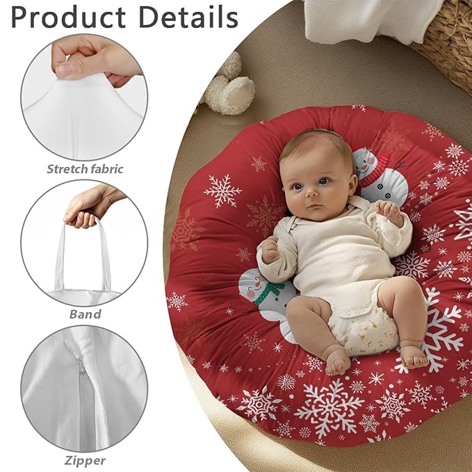 Snowmen and Snowflakes Newborn Lounger Cover Removable Cover Ultra Soft Comfortable Lounger Slipcover Protector Cover for Infant Lounger Pillow Easy to Use and Dustptoof Xmas Decor