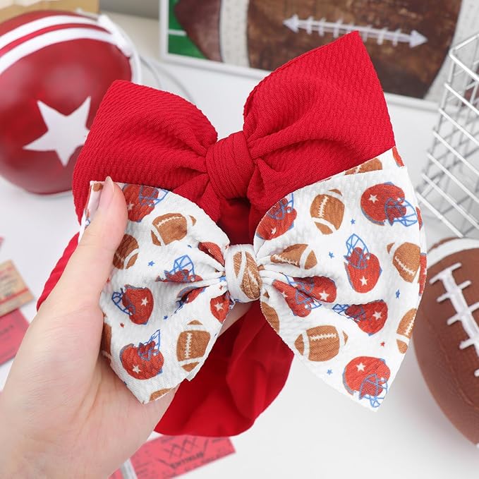Baby Girl Football Headbands Hair Bows Super Bowl Hair Accessories for Newborn Infant Toddler Babies Headband Baby Girl Football Outfit