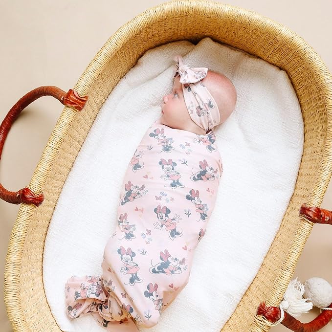 Copper Pearl Baby Stretchy Soft Knit Headband Bow Minnie Mouse