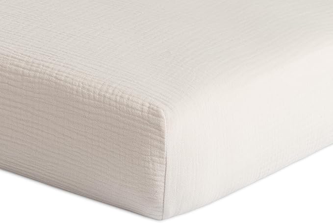 Meracorallo Muslin Mini Crib Sheet, Pack n Play Fitted Sheet, Soft and Breathable Pack and Play Playard Mattress Sheet for Baby Boys and Girls (Fog)