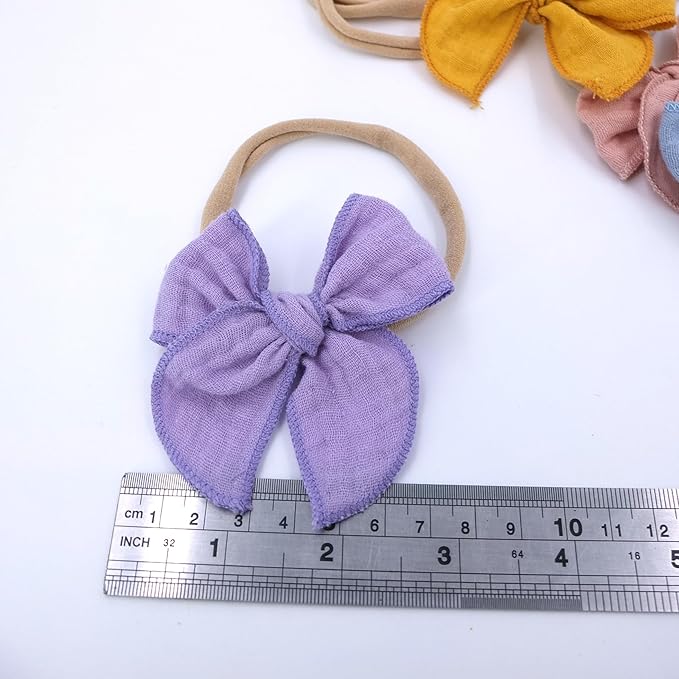 Sugarmelon Original Cotton Gauze Headband for Newborn Toddler Infant Baby Girl Kids Muslin Cotton Hair Bow Headbands Turban Elastic Hair Bands (2 pcs Orchid)