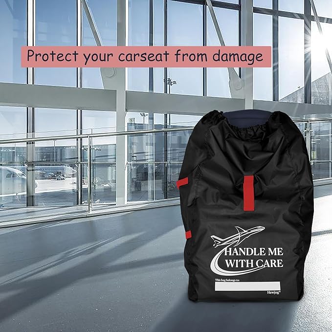 Car Seat Travel Bag for Airplane, Carseat Cover for Air Travel for Infant Carriers Booster Convertible, Black