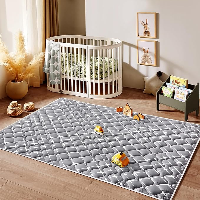 Baby Play Mat - 71" X 59",Premium Thicker Foam One-Piece Machine Washable, Extra Large Anti-Slip Soft Cushioning Foam Playmats for Babies and Toddlers, Foldable Baby Crawling Mat for Playpen