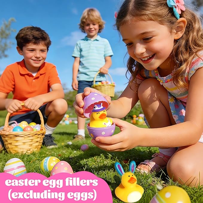 50PCS Easter Rubber Ducks Assorted Gifts Party Favors ,Resurrection Bunny Rubber Duck Pack , Funny Bath Tub Toys for Kids, Baby Showers Accessories