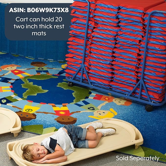 Children's Factory Nap Mats, 2 inch Thick Toddler Sleeping Mats for Preschools and Daycares, Comfortable and Soft 4 Section Folding Nap Pad