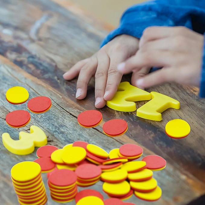 DNB 2-Color Foam Counters - 1 Inch Red-Yellow Double-Sided Math Counters, Early Learning Counting Chips, 400 Pieces