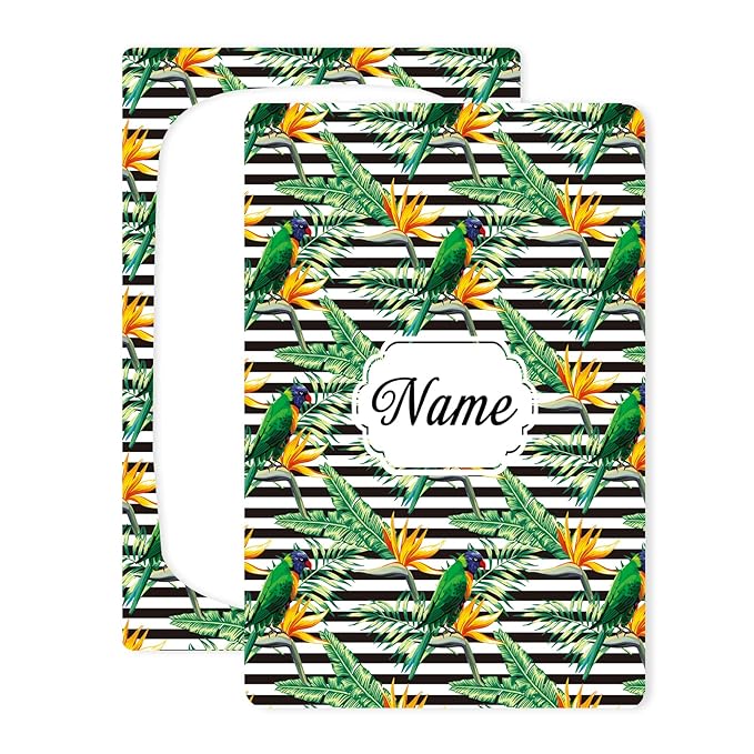 Personalized Baby Car Seat Covers for Boys Girls, Customized Carseat Cover with Name, Infant Stroller Canopy, Nursing Cover Breastfeeding Scarf for Newborn Babies, Tropical Plant Striped