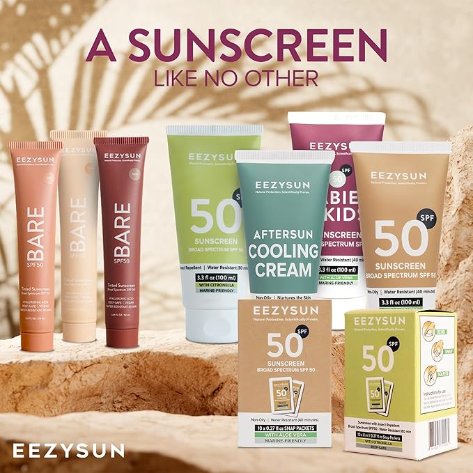 EEZYSUN SPF 50 Mineral Sunscreen for Kids & Babies - Non-Greasy, Water Resistant, Gentle for Sensitive Skin Baby Sunscreen with Aloe Vera - Cruelty-Free - Sun Protection for Face & Body - 3.3 fl oz