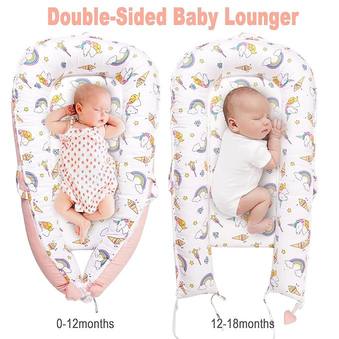 Viviland Baby Lounger Snuggle Me Lounger Fits 0-24 Months Newborn Infant Babies, Unicorn