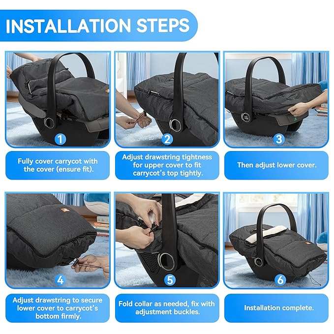 bemece Winter Baby Car Seat Cover, Universal Warm Infant car seat Cover with Zip, Waterproof & Windproof, Machine Washable