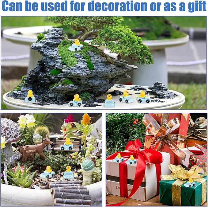 30pcs Duck in a Car Miniature, Resin Mini Ducks Car Dashboard Decor Mini Car Ducks Miniature Garden Decor for Home Garden Car Office Decor(Blue)