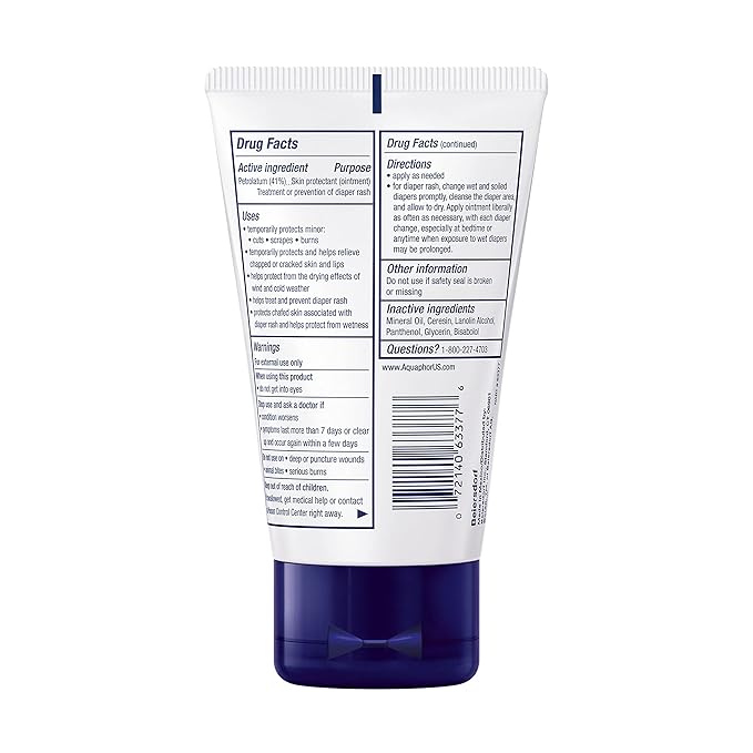 Aquaphor Baby Healing Ointment, Advanced Therapy for Chapped Cheeks and Diaper Rash, 3 oz. Tube (Pack of 3)