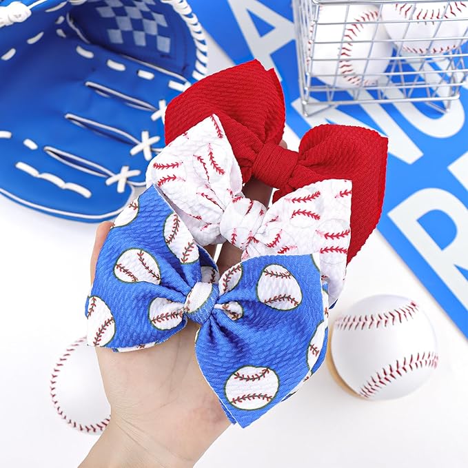 Baseball Baby Bows 0-6 Months Red Hair Bow Sport Baby Headband Soccer Bows for Girls Baseball Hairband Infant Bows Headband Game Hair Accessories