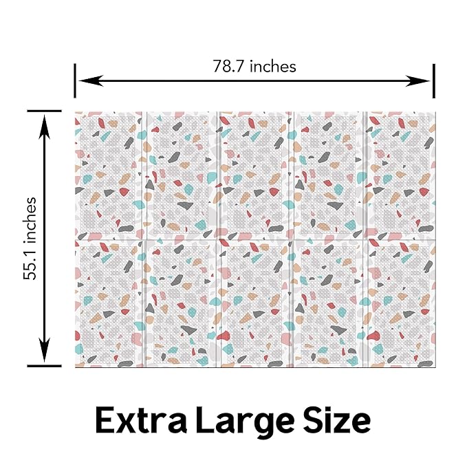 Parklon Foldable Play Mat for Baby - Deco Terrazzo Floor Mats design - Perfect Tummy Time Mat & Nursery Rug - Portable Playroom Rug, Indoor/Outdoor, Waterproof, Made in Korea - Large 79" x 55"