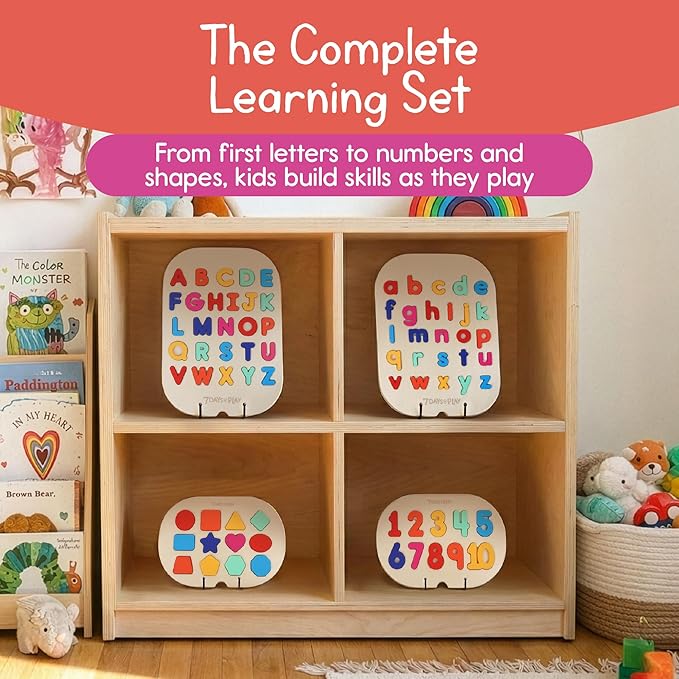 Shape Puzzle for Kids, Sensory Bin Insert for Sensory Tables, Silicone Geometric Shapes, Wooden Fine Motor Learning Toy by 7 Days of Play