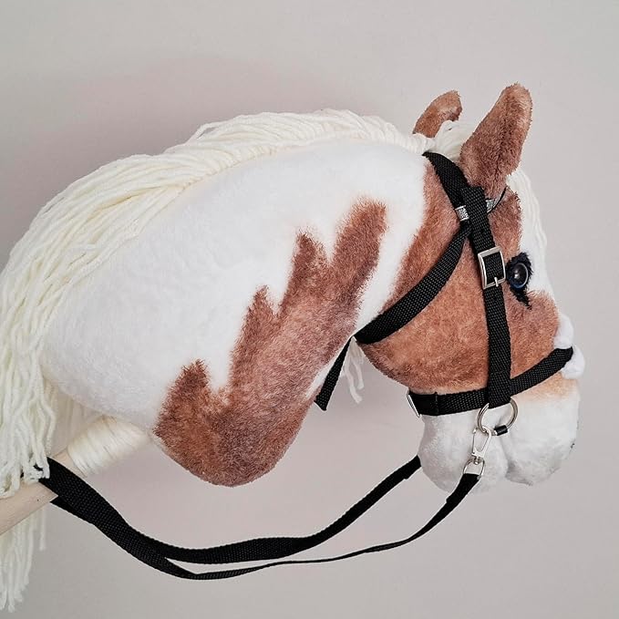 Hobby Horse Pinto Paint A3 Realistic Horse on a Stick with Open Mouth for Children 4 Years