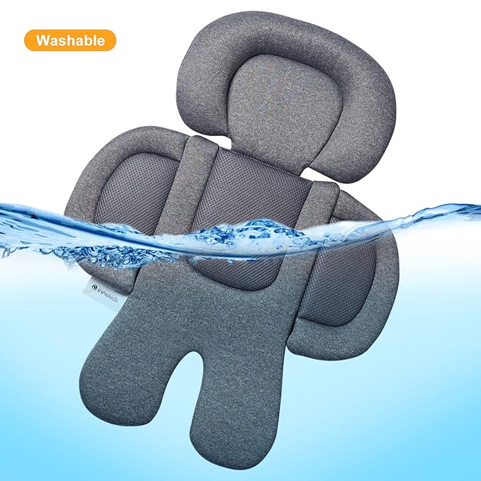 Innokids Infant Car Seat Insert for Newborn, 2 in 1 Reversible Soft Padded Baby Head and Body Support for Stroller, Carseat, Swing (Gray/Black)