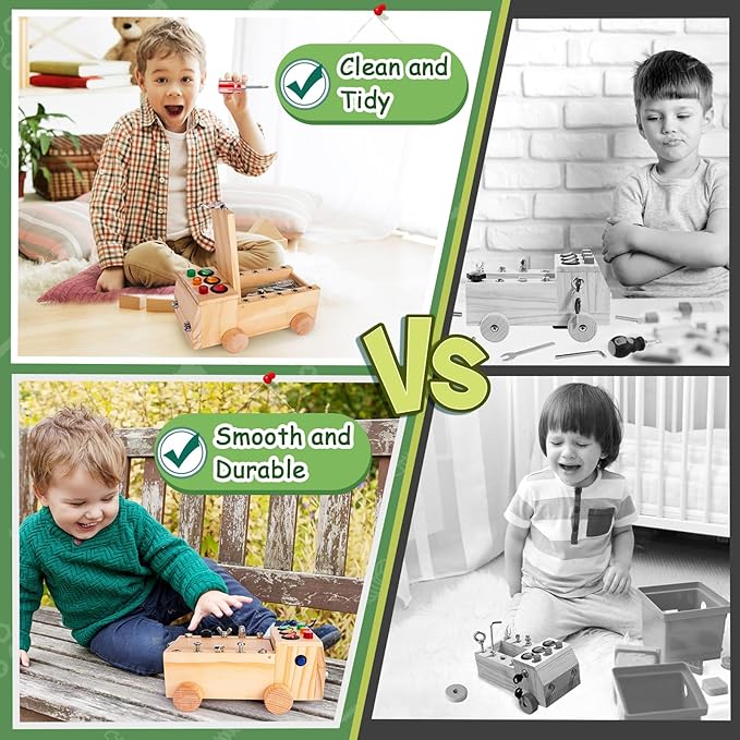 Montessori Schraubendreher Brett, Montessori Busy Board Spielzeug ab 2-6 Jahr, Montessori Activity Board Holzspielzeug Motorikspielzeug Lernspielzeug für Babys Kleinkinder Jungen Mädchen