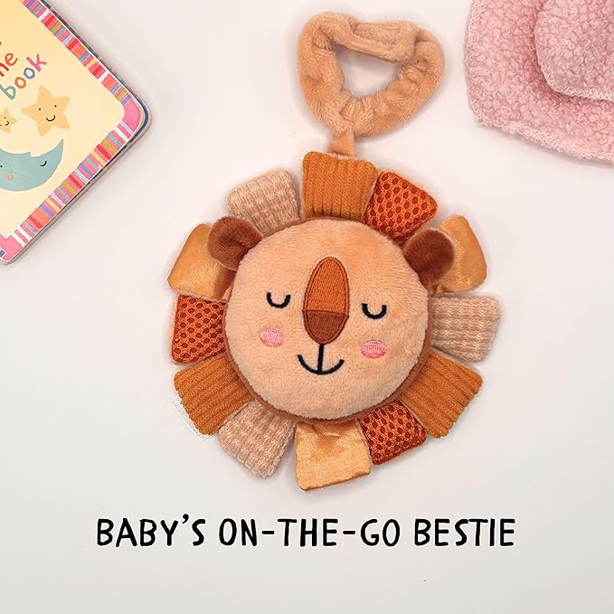 Lion & Light® Leo Crinkle Toys for Baby | Sensory Toys for Babies | Baby Hanging Toys | Mellow Textures & Crinkle Sounds | Soft Rattle Toy for Babies 0-6 Months | Plush Toys for Kids