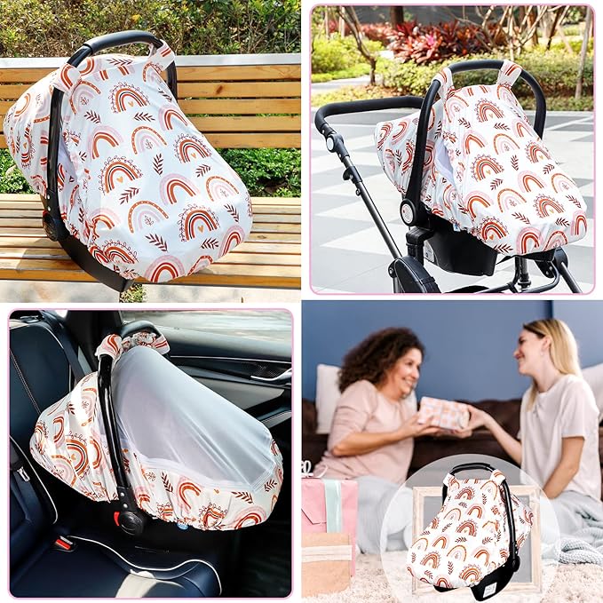 Infant Car Seat Head Support and Stroller Cover, Made of Super Soft and Stretchy Perfect for Baby Car Seat, Strollers, Swing, Bouncers