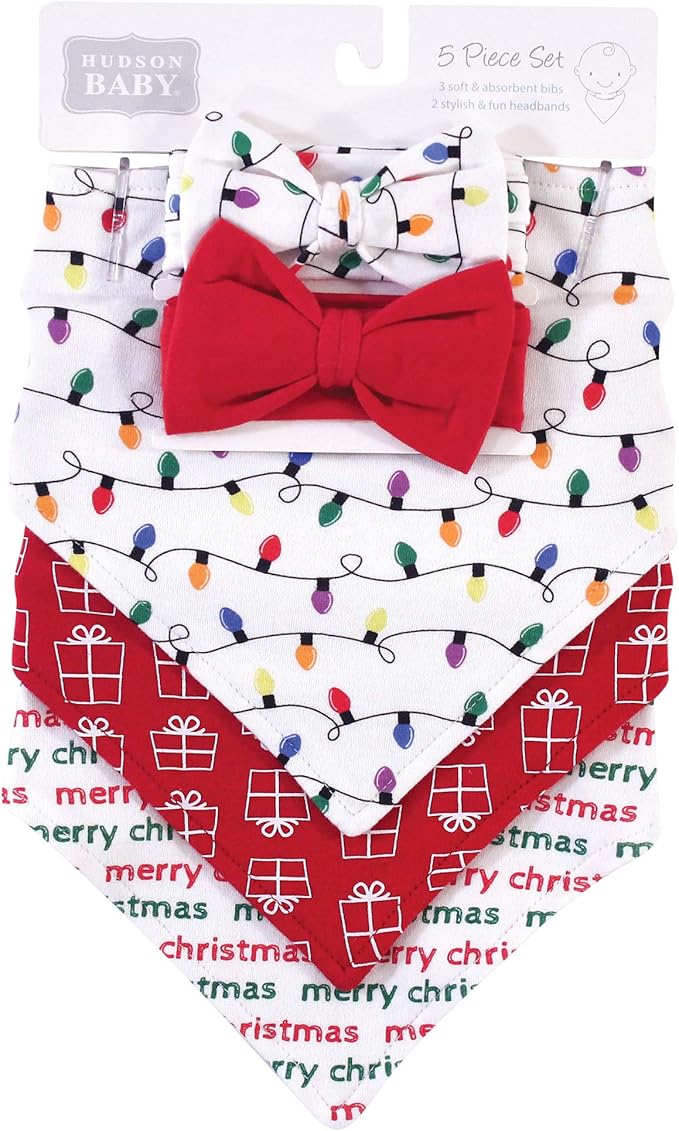 Hudson Baby Unisex Baby Cotton Bib and Headband Set