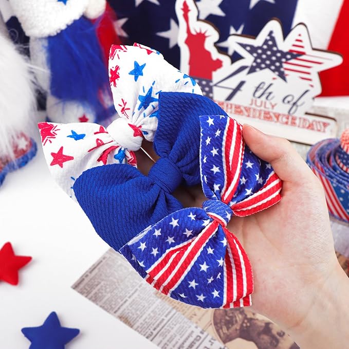4th of July Baby Girl Bows Hair Accessories Toddler Fourth of July Red White and Blue Bows Flag Patriotic Headband Girls