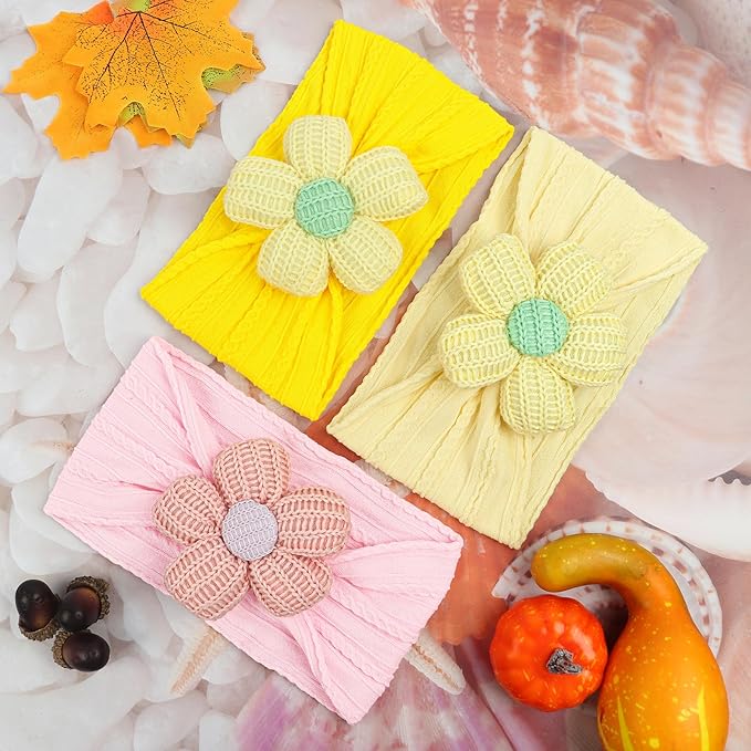 LemonSpace Handmade Baby Headbands with Big Sunflower Soft Strechy Baby Girls Nylon Hairbands Colorful Flower Bows for Newborns Infants Toddlers Baby Hair Accessories for Girls Gifts