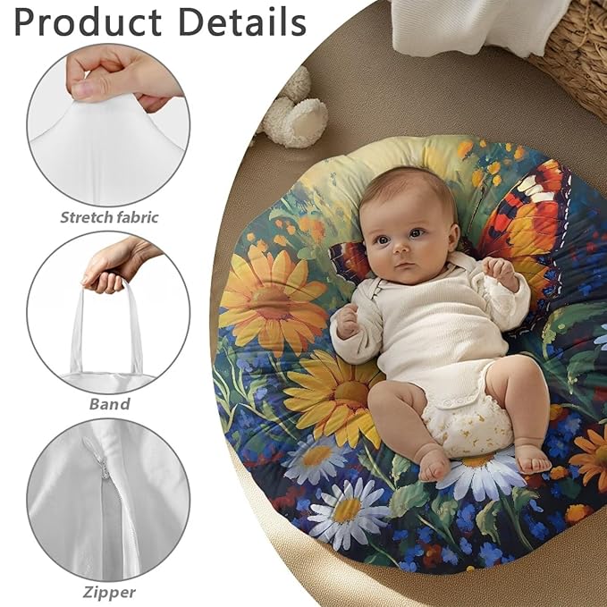 Newborn Lounger Cover, Removable Newborn Lounger Cover Wear-Resistant Nursing Pillow Slipcover Breathable Baby Lounger Slipcover for Boys Girls Butterfly