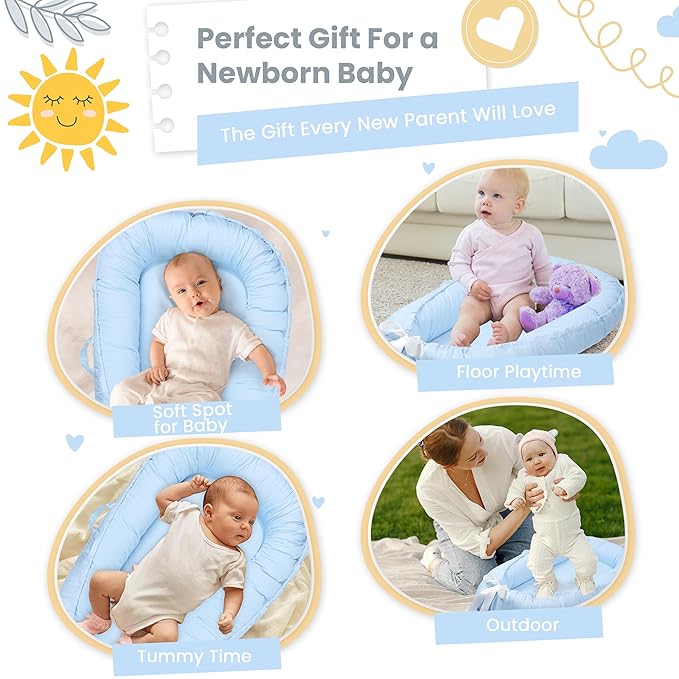 Baby Lounger - Breathable & Soft Baby Lounger for Newborn 0-24 Months, Soft Portable Baby Lounger Pillow, Newborn Babies Essentials, Snuggle Lounger Me