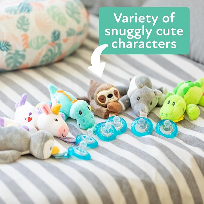 Nuby Calming Natural Flex Snuggleez Pacifier with Plush Combo Set for Cuddling with Comfort, Penguin